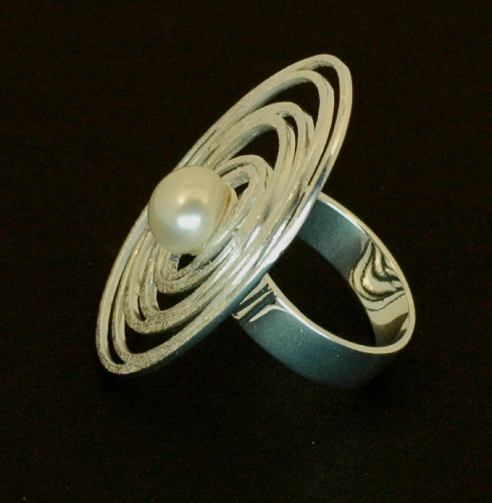 Perlenring Silber eismatt